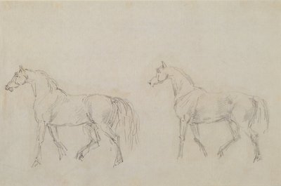 Two horses walking left by Sawrey Gilpin